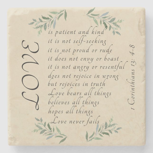 Love is patient marble stone coaster (Front)
