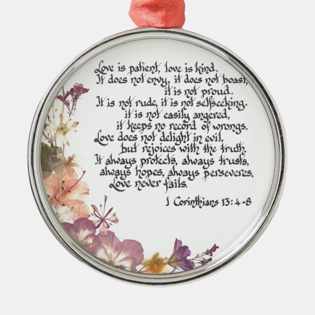 Love is patient metal tree decoration (Front)