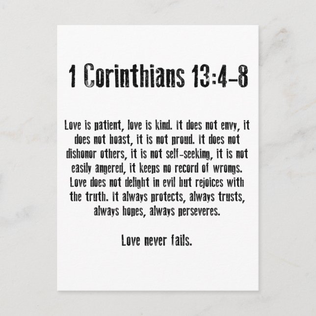 Love is Patient Postcard (Front)