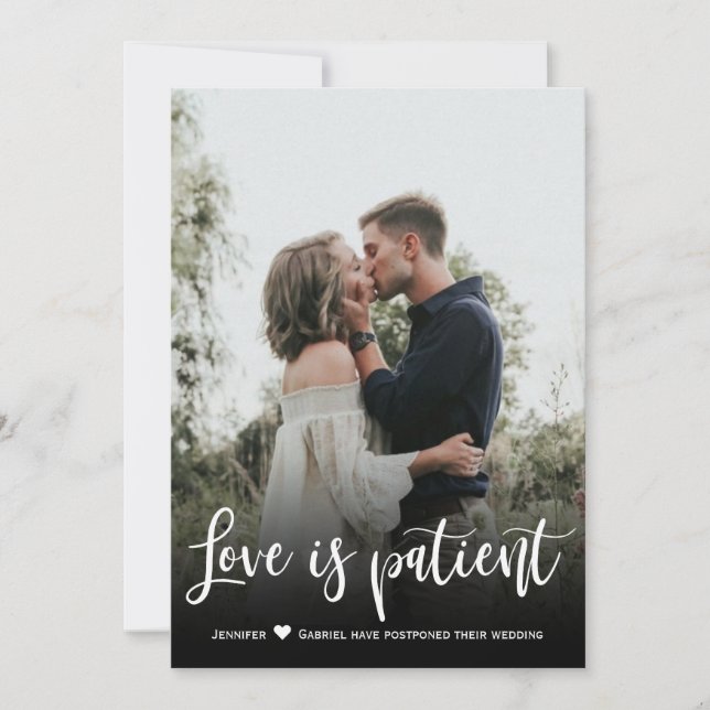 Love is Patient Postponed Wedding Announcement (Front)