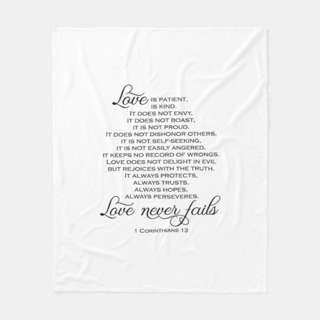 Love Is Patient Proposal Love Never Fails Heartfel Fleece Blanket (Front)