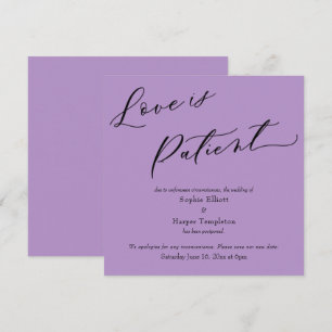 Love is Patient Purple Postponed Wedding Card