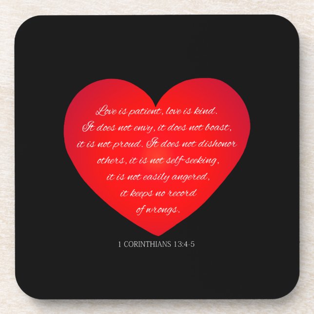 Love is Patient Quote Valentine | Coaster (Front)
