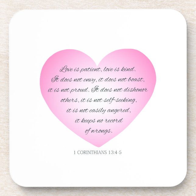 Love is Patient Quote Valentine | Coaster (Front)