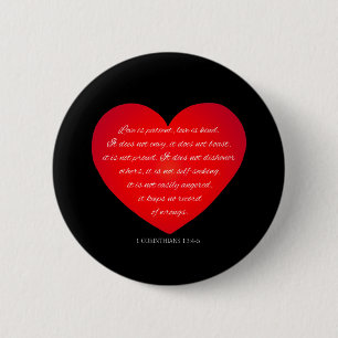 Love is Patient Quote Valentine   Pin Button