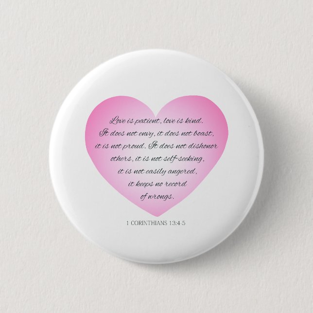 Love is Patient Quote Valentine | Pin Button (Front)