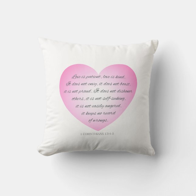 Love is Patient Quote Valentine | Throw Pillow (Front)