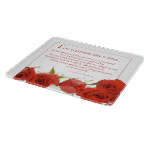 Love is Patient Red Rose Cutting Board