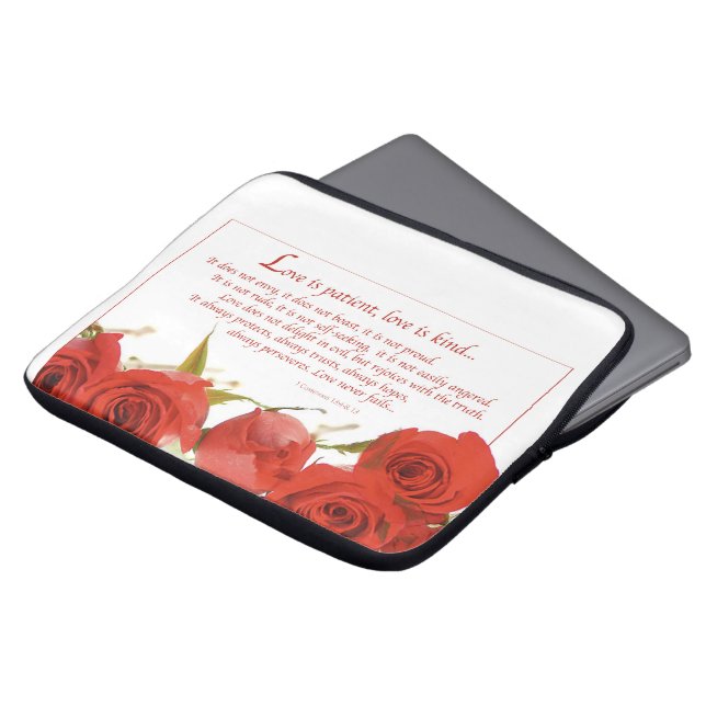 Love is Patient Red Rose Laptop Sleeve (Front Top)