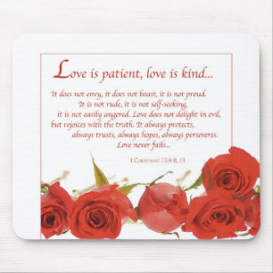 Love is Patient Red Rose Mouse Mat