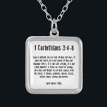 Love is Patient Silver Plated Necklace<br><div class="desc">1 Corinthians 13:4-8 Love is patient, love is kind and is not jealous; love does not brag and is not arrogant, does not act unbecomingly; it does not seek its own, is not provoked, does not take into account a wrong suffered, does not rejoice in unrighteousness, but rejoices with the...</div>