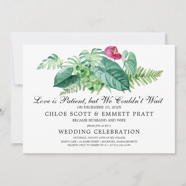 Love is Patient Wedding Announcement Invitation (Front)