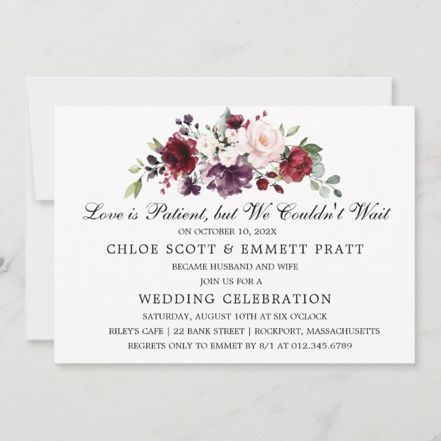 Love is Patient Wedding Announcement Invitation (Front)