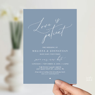 “Love Is Patient” Wedding Change the date announce Invitation