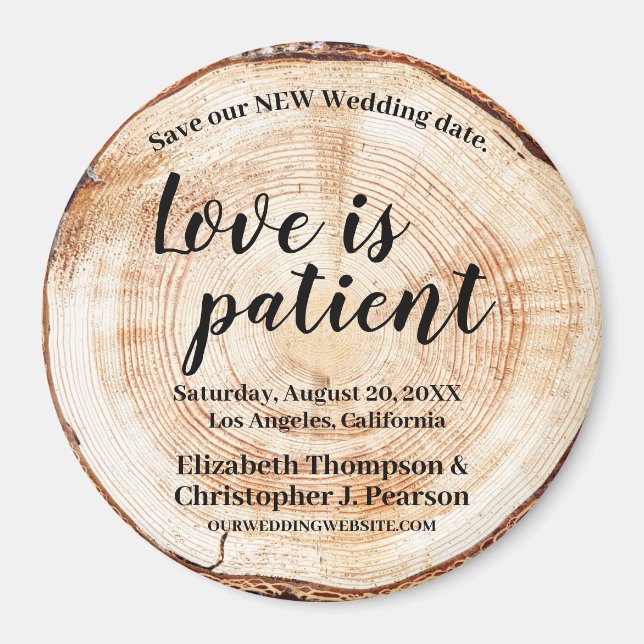 Love is patient Wood Cut Save our New date Magnet (Front)