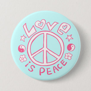 Love is Peace- Pink/ Sky Button