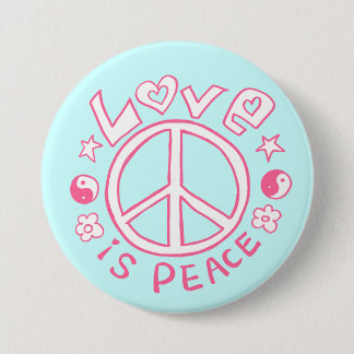 Love is Peace- Pink/ Sky Button