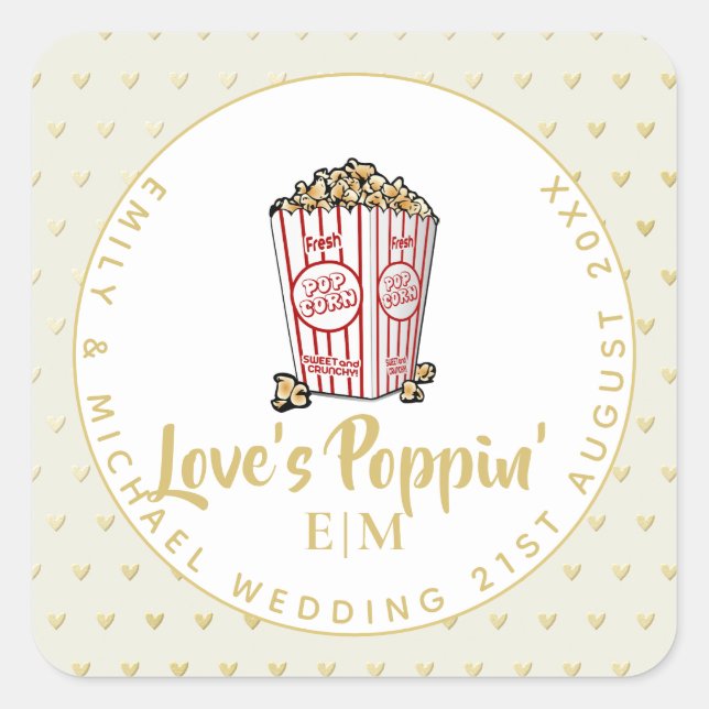 Love Is Poppin - Wedding Bridal Shower Thank You Square Sticker (Front)