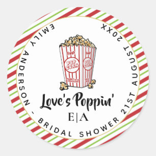 Love is Poppin - Wedding Popcorn Fun Modern Bridal Classic Round Sticker