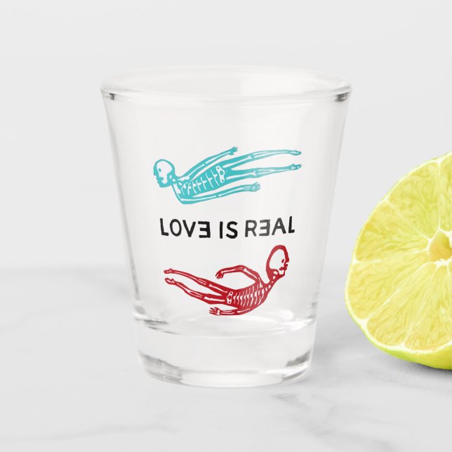 Love is Real Skeleton Logo  Shot Glass (Front)
