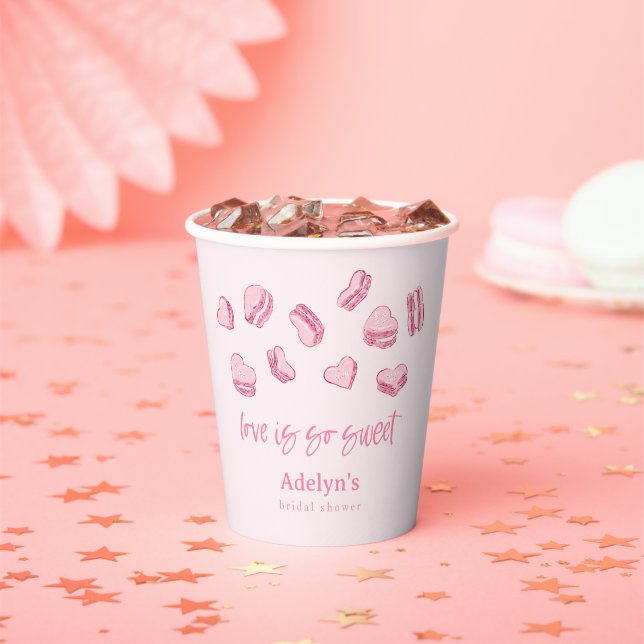 Love Is So Sweet Hearts Bridal Shower Paper Cups (Insitu)