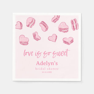 Love Is So Sweet Pink Hearts Bridal Shower  Napkin