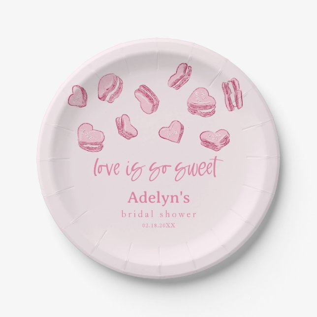 Love Is So Sweet Valentine Bridal Shower Paper Plate (Front)