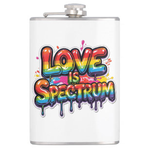 Love Is Spectrum Rainbow LGBTQ Quote Design Hip Flask