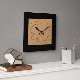 "Love is Splendour" Gold Relief >Wall Clocks