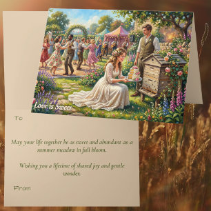 Love is Sweet Bee Wedding British Folklore Nature Card