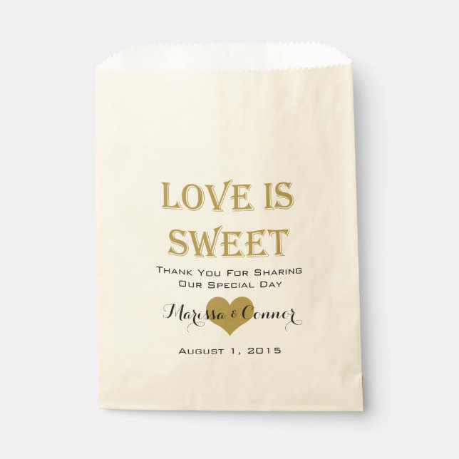 Love Is Sweet Black and Gold Wedding Bags (Front)