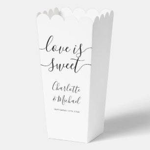 Love Is Sweet Black And White Popcorn Favour Box