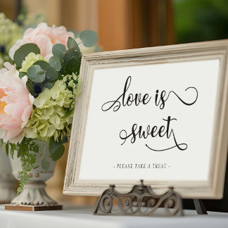 Love is sweet Black dessert table Wedding Sign