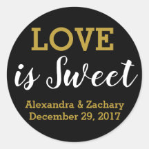 Love is Sweet Black Gold Wedding Engagement Favour
