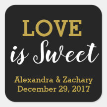Love is Sweet Black Gold Wedding Engagement Favour