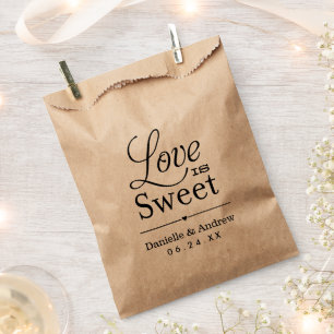 Love is Sweet Black Wedding Monogram Favour Bags