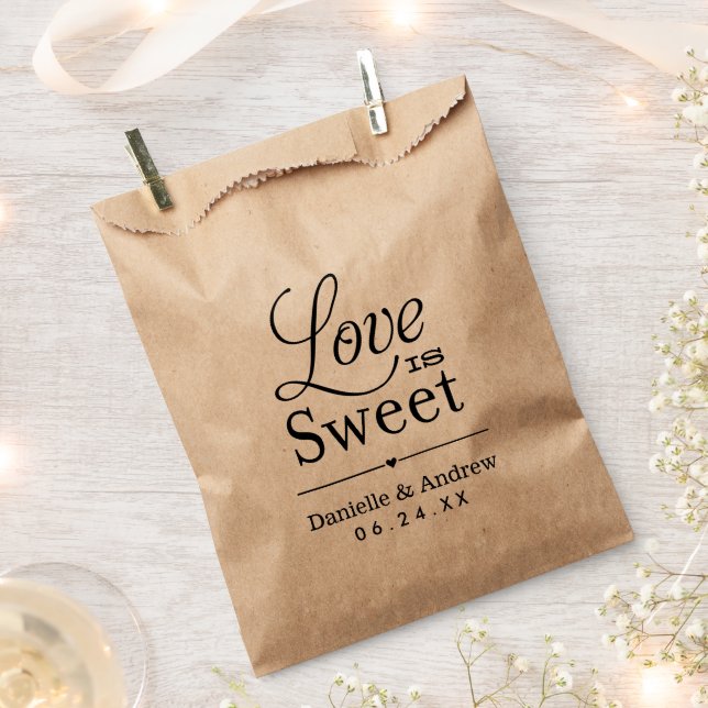 Love is Sweet Black Wedding Monogram Favour Bags (Clipped)