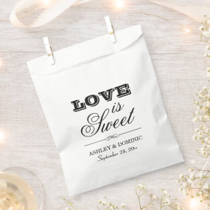 Love is Sweet  Black Wedding Monogram Favour Bags