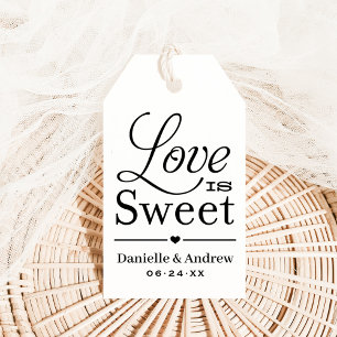 Love is Sweet Black White Script Wedding Favour Gift Tags