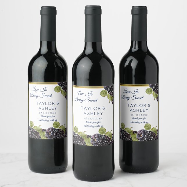 Love is Sweet Blackberry Fruit Wine Label (Bottles)