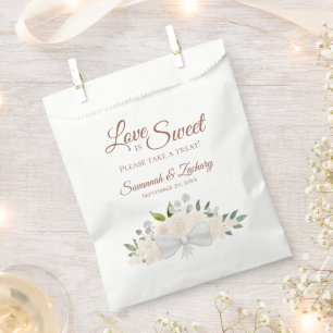 Love is Sweet Blush Peach Floral Wedding Treat Favour Bags