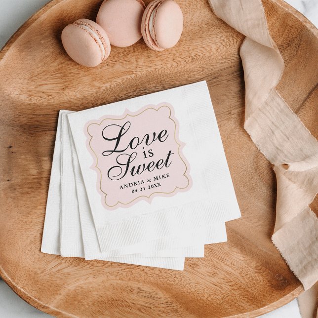 Love is Sweet | Blush Pink Monogram Napkin (Creator Uploaded)