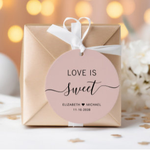 Love Is Sweet Blush Pink Wedding Favour Tags