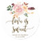 love is sweet boho floral pink favor sticker