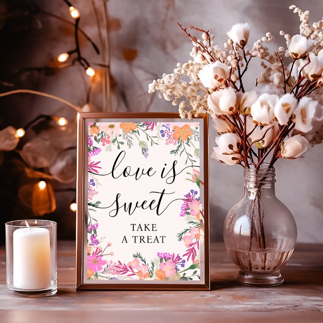 Love Is Sweet Boho Pink Floral Bridal Shower  Poster (Love Is Sweet Boho Pink Floral Bridal Shower Poster)
