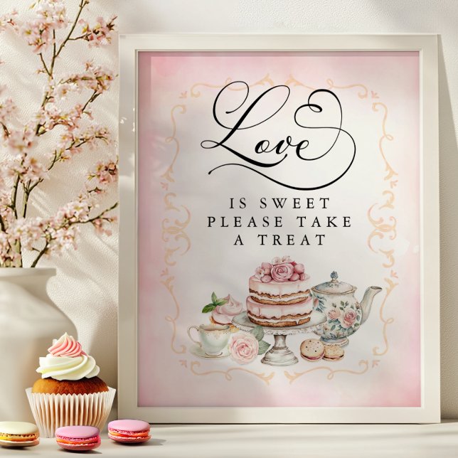 Love is Sweet Bridal Shower Dessert Table Sign (Dessert Table Sign)