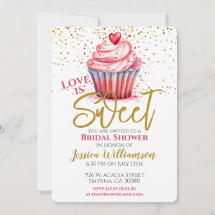 Love Is Sweet Bridal Shower Engagement Cupcake Invitation