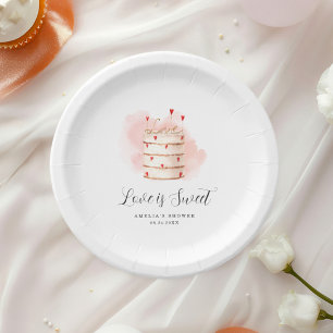 Love Is Sweet Bridal Shower Invitation Paper Plate