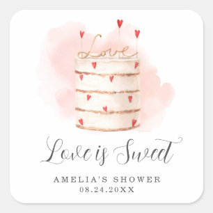 Love Is Sweet Bridal Shower Square Sticker