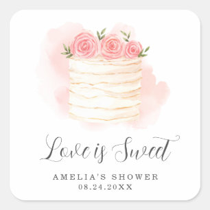 Love Is Sweet Bridal Shower Square Sticker